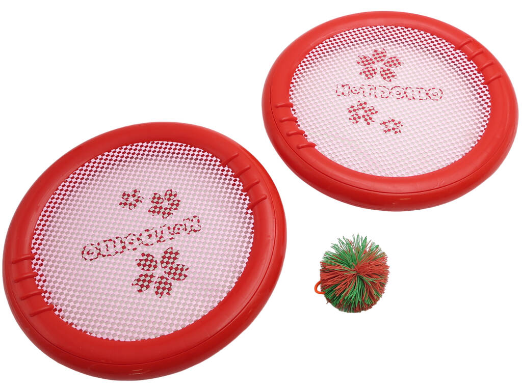 Set 2 Raquetas 30 cm con Pelota de Goma 7 cm Roja