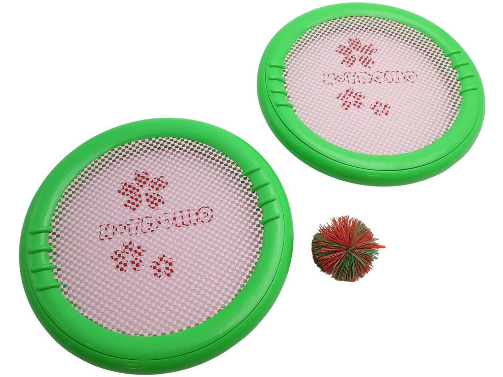 Set 2 Raquetas 30 cm con Pelota de Goma 7 cm verde