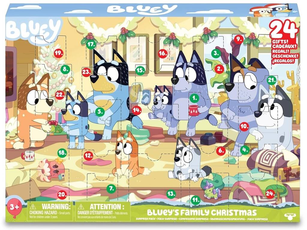 Bluey Calendario dell'Avvento con 24 sorprese Famosa BLY54000