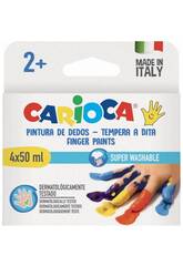 Pack mit 4 waschbaren Fingerfarben à 50 ml von Carioca 43173