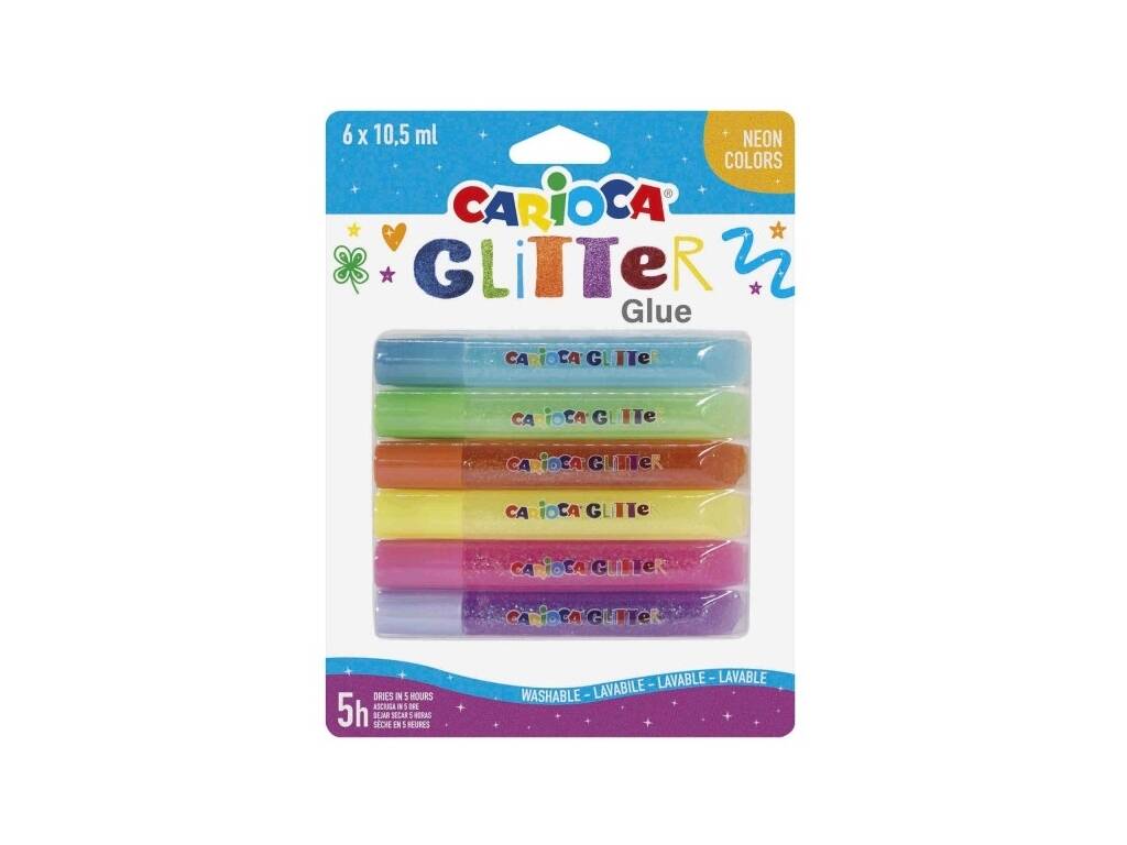 Blister 6 Glitter Cola Neon Lavável Carioca 42111