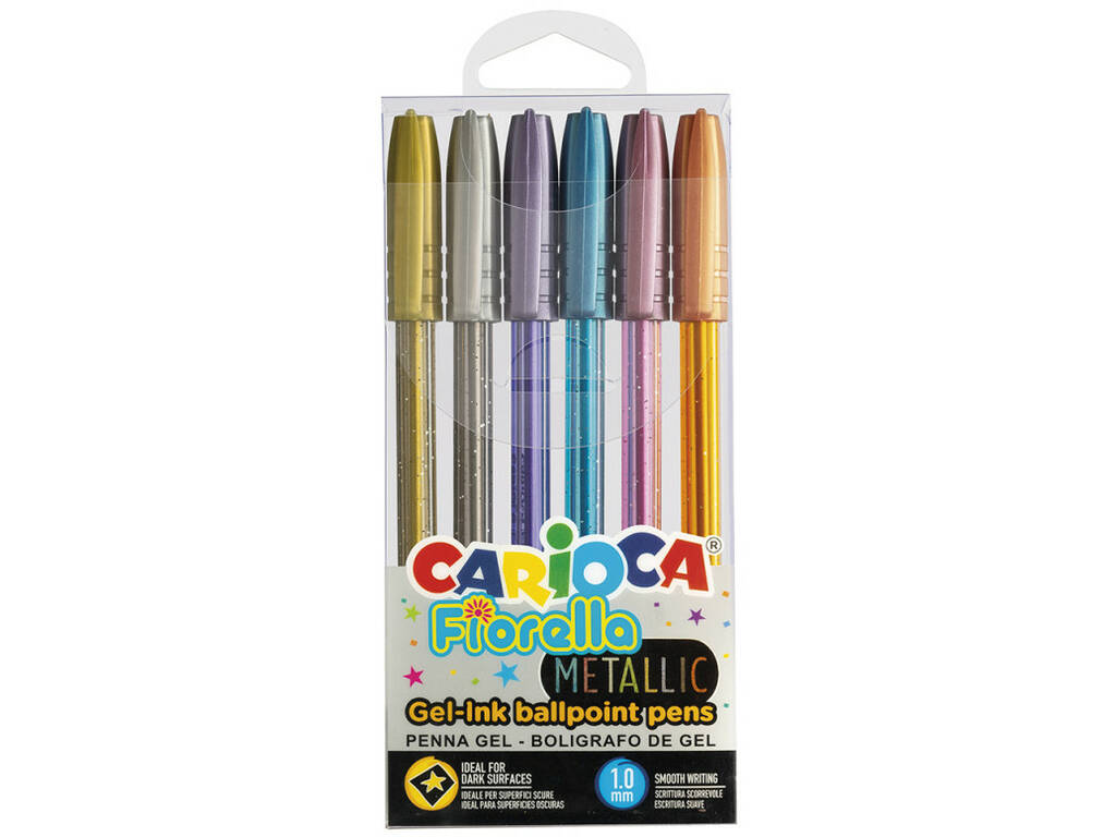 Pack 6 Bolígrafos de Gel Fiorella Metallic Carioca 43363