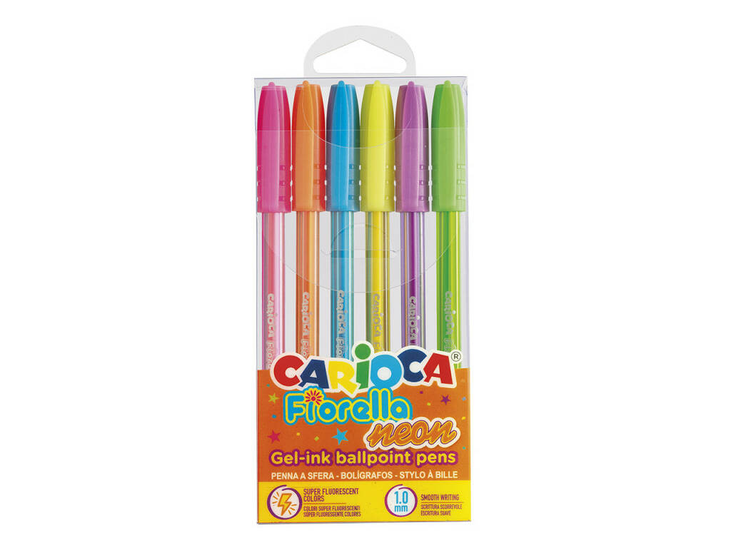 Pack 6 penne gel Fiorella Neon Carioca 43365