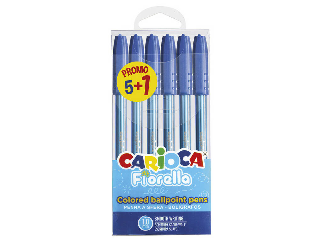 Pack 6 Bolígrafos Fiorella Azules con Punta de 1.0 mm 43366