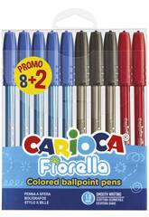 Pack 10 Canetas Fiorella com Ponta de 1.0 mm Carioca 43367