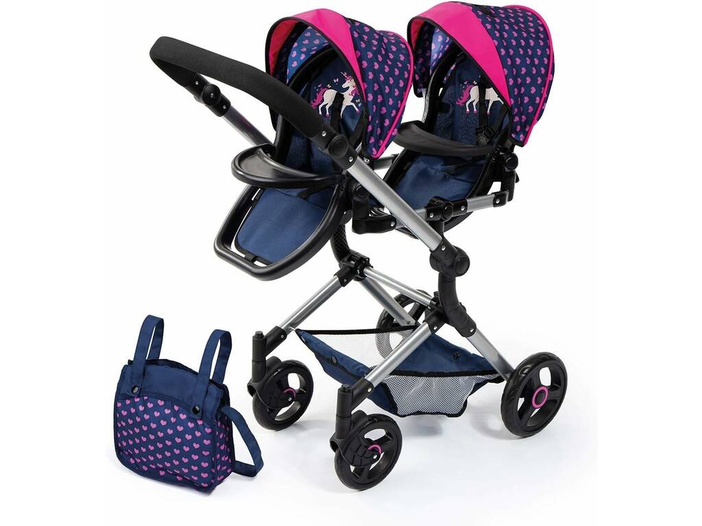 Carro de Muñecas Bebé Paseo Twin Neo Unicornios Plegable Reig 26254AA