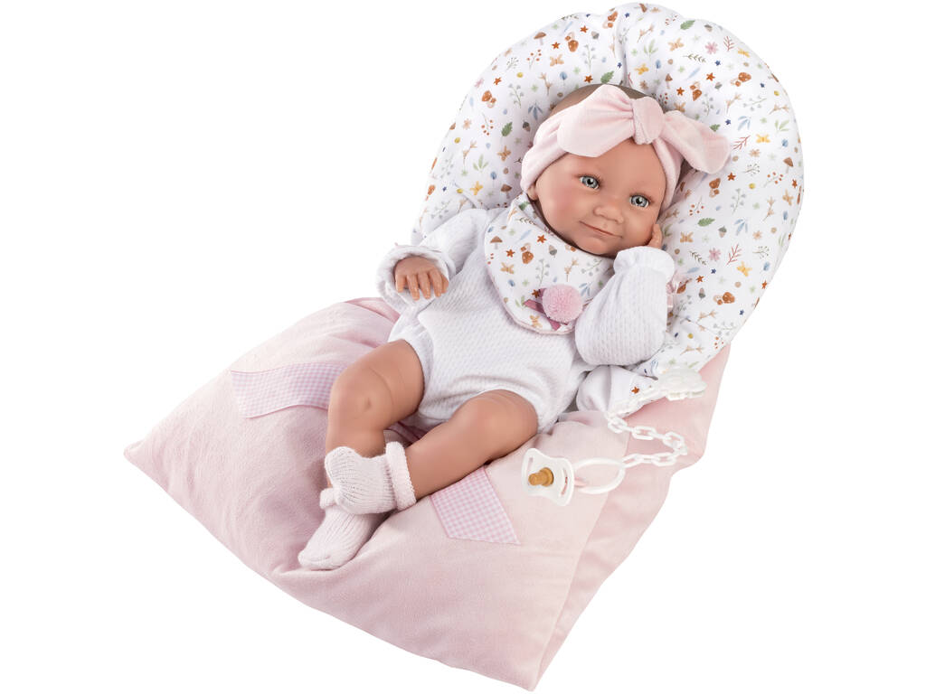 Boneca Bebé Tina Recém-Nascida Saco Rosa de 40 cm. Llorens 73801