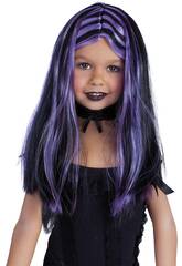 Peluca Brujita Negra con Mechas Lilas Rubies S1512RB