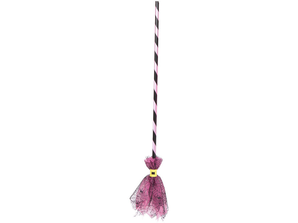 Scopa delle streghe ragnatela rosa 90 cm Rubies S4447