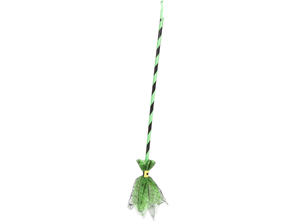 Rubies Scopa Da Strega Per Bambini Con Ragnatela Verde - Accessorio Costume Halloween, Carnevale, Feste A Tema