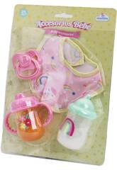 Set Accesorios para Bebés con Biberón, Babero y Chupete