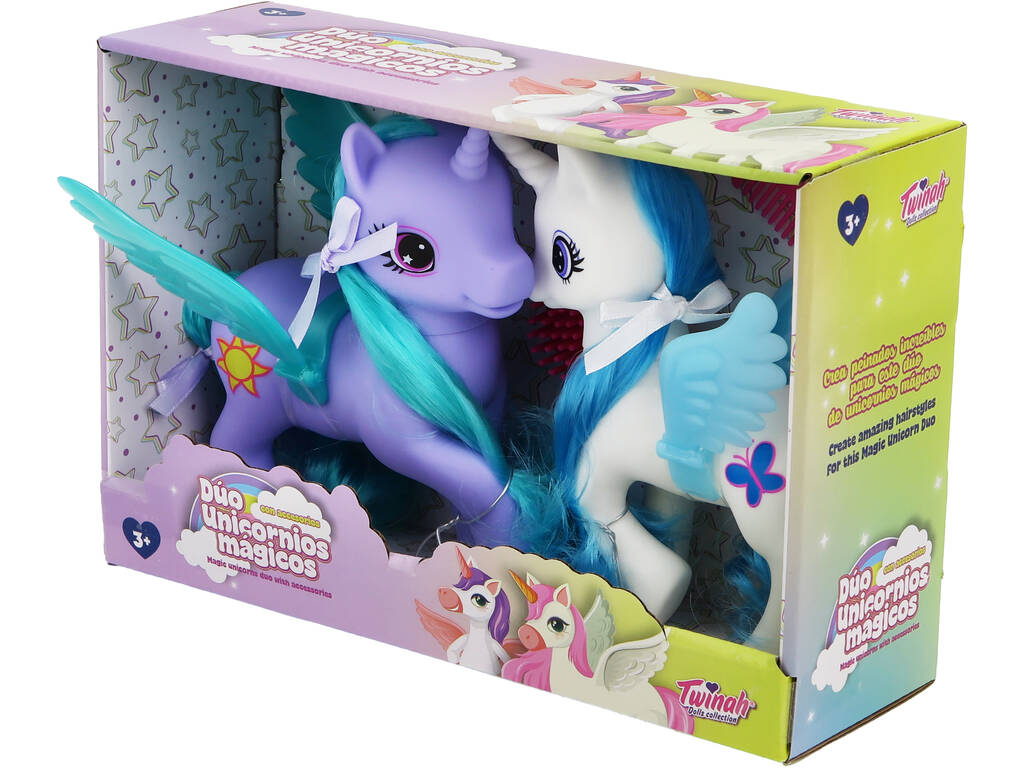 Unicornios Mágicos Dúo Figuras Blanca y Violeta con Accesorios