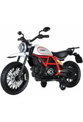 Ducati Scrambler 12V Batterie-Motorrad Wei mit Licht