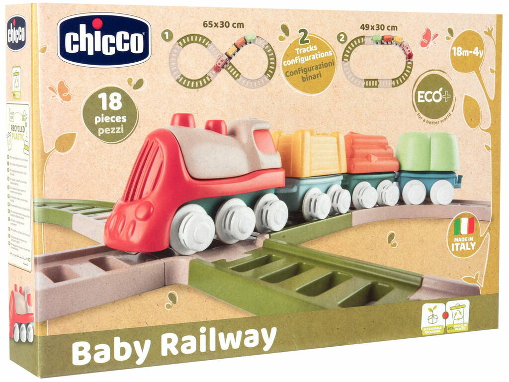 Comboio Eco+ Baby Railway de 18 Peças