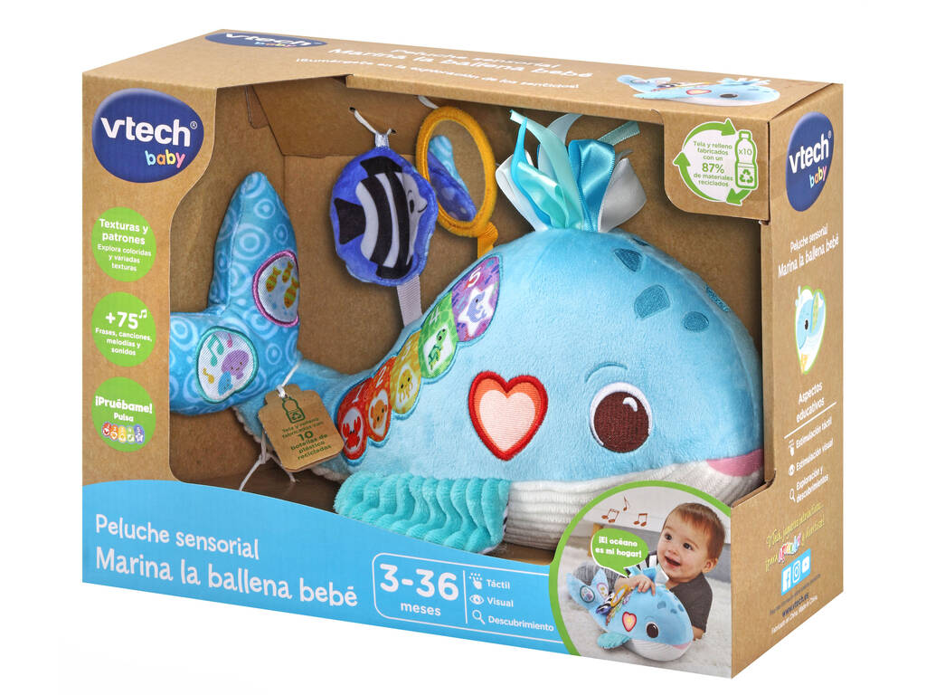 Marine Baby Whale Eco Baby Sensory Soft Toy Vtech 80-562822