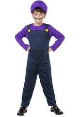 Costume de super plombier violet Taille S