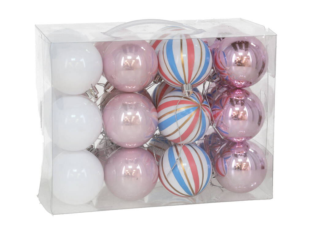 Maletín con 24 Bolas Decorativas de Navidad Circus de 6 cm