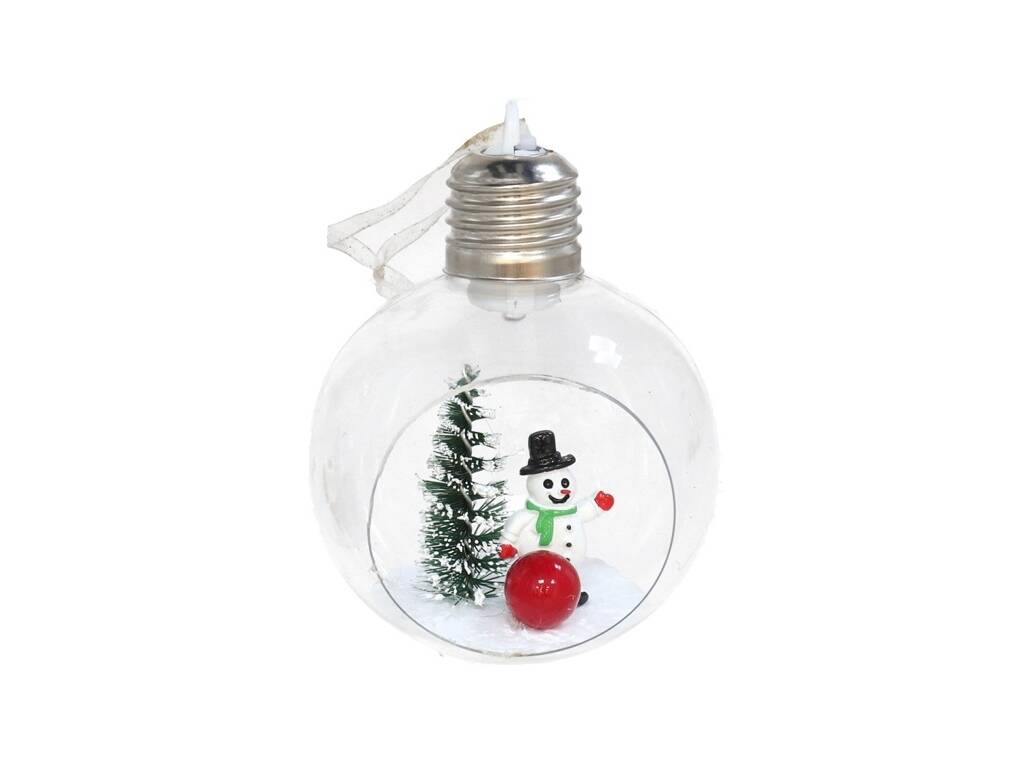 Bola de Navidad Abierta de 8 cm con Luz LED Multicolor y Escena Navideña