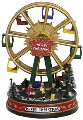 Grande Roue de Noël 30x23x20 cm avec lumière LED, mouvement et musique