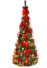 Arbre de Noël avec ruban et 150 LED 180x75 cm