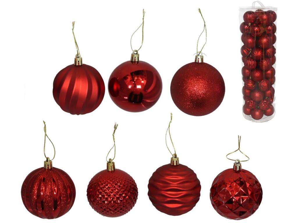 Set de 50 Bolas de Navidad de 7 cm Rojas