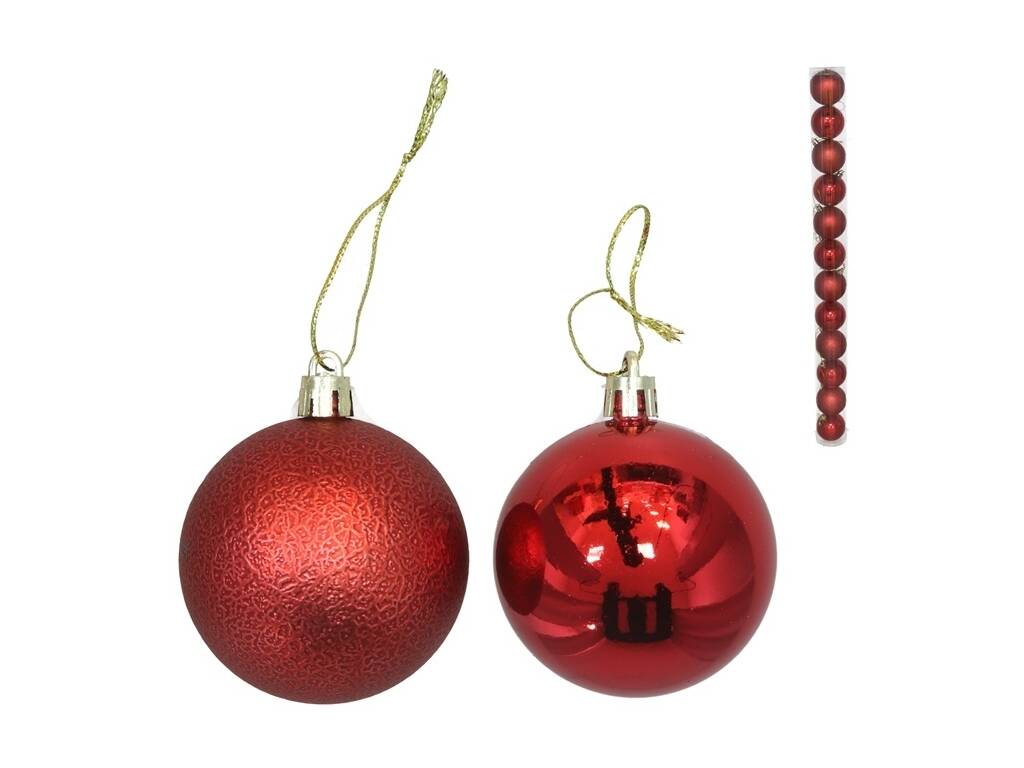 Set de 12 Bolas de Navidad de 6 cm Rojas