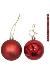 Set de 12 Bolas de Navidad de 6 cm Rojas