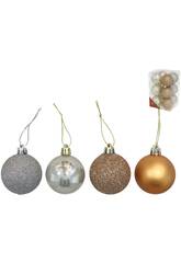 Set aus 12 Weihnachtskugeln mit 6 cm Durchmesser in Gold und Silber Design