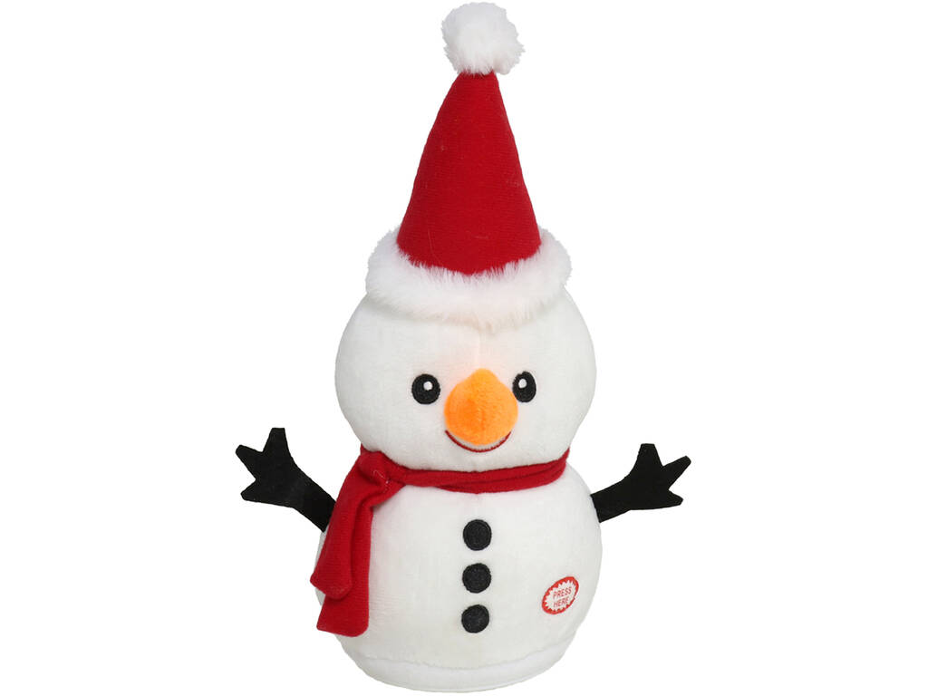 Peluche Musical Muñeco de Nieve Navideño de 29 cm