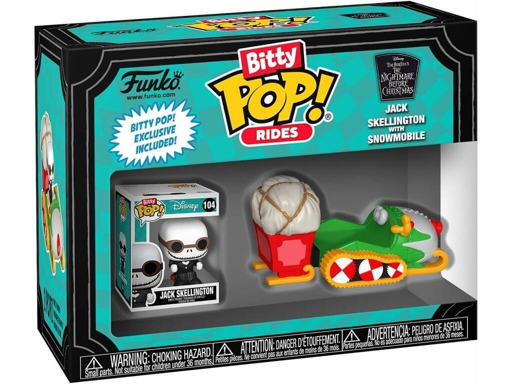 Funko Pop Bitty Rides Pesadilla Antes de Navidad Figura Jack Skellington y Snowmobile 83624