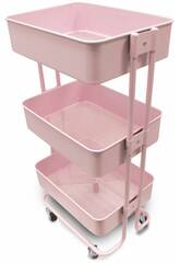 Carrito Multiusos para Manualidades de Color Rosa con 3 Bandejas