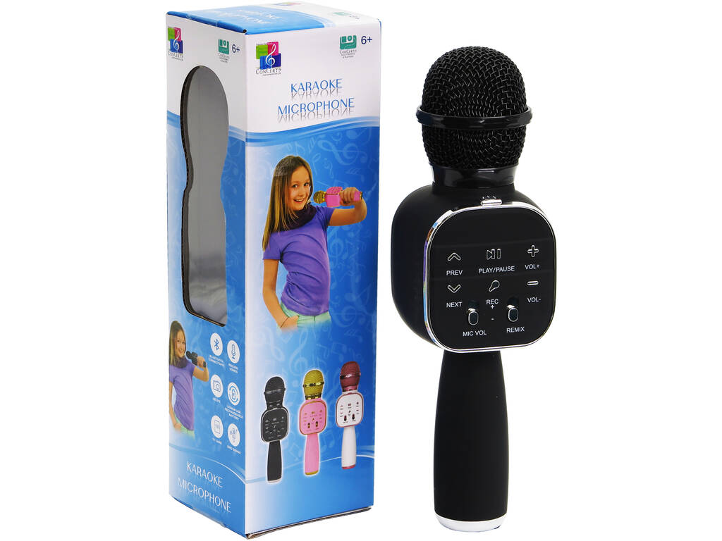 Micrófono Karaoke Negro con Conexión Bluetooth