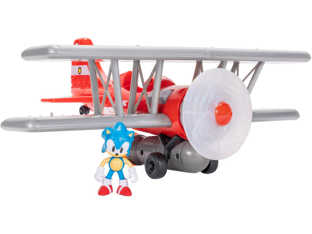 Sonic The Hedgehog Biplano Tornado con Figura Sonic de 6 cm