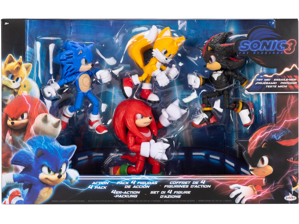 Sonic The Hedgehog 3 Pack 4 Figuras de Acción de 14 cm