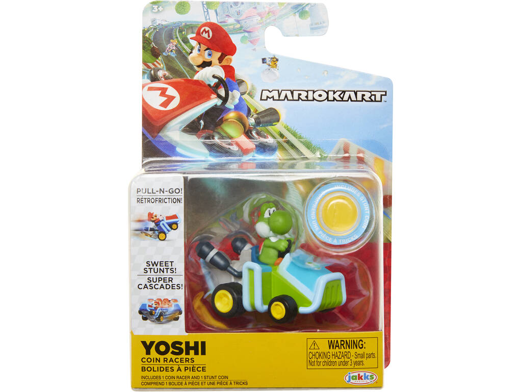 Super Mario Coche Yoshi con Moneda de Mariokart