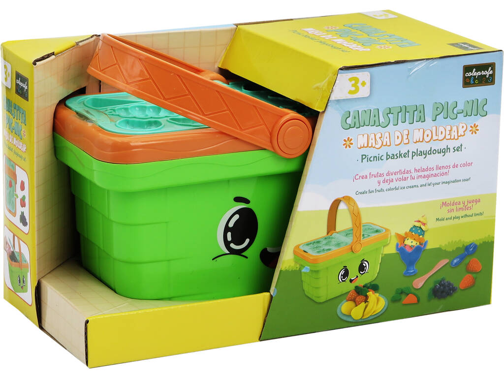 Set Masa de Moldear Canastilla Picnic Verde con 19 Piezas