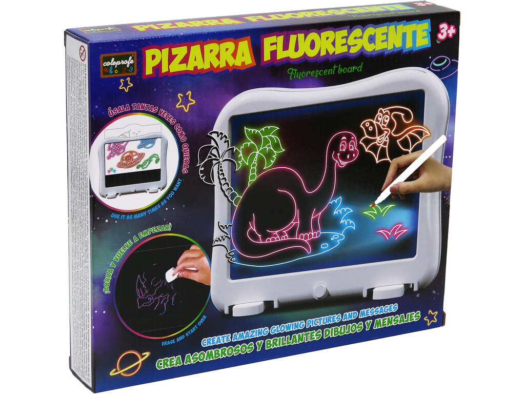 Pizarra Fluorescente Blanca con Luz y Accesorios