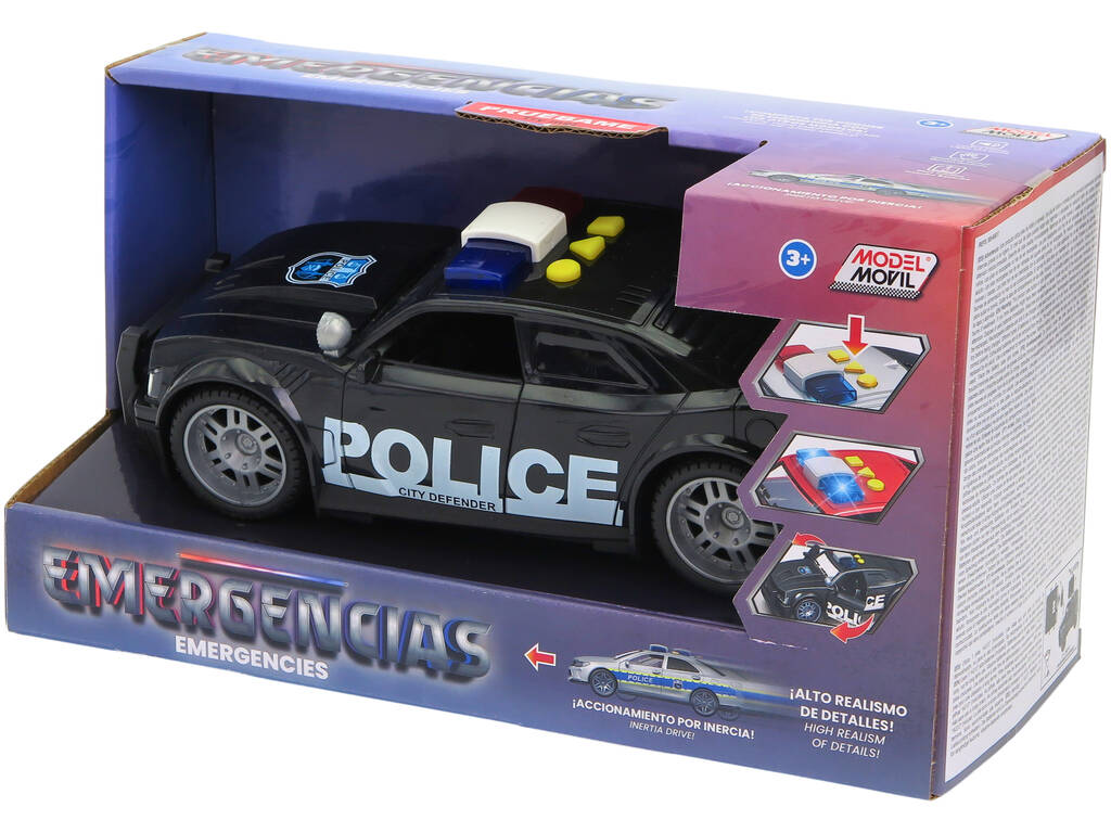 Carro de Polícia Preto com Luz e Sons