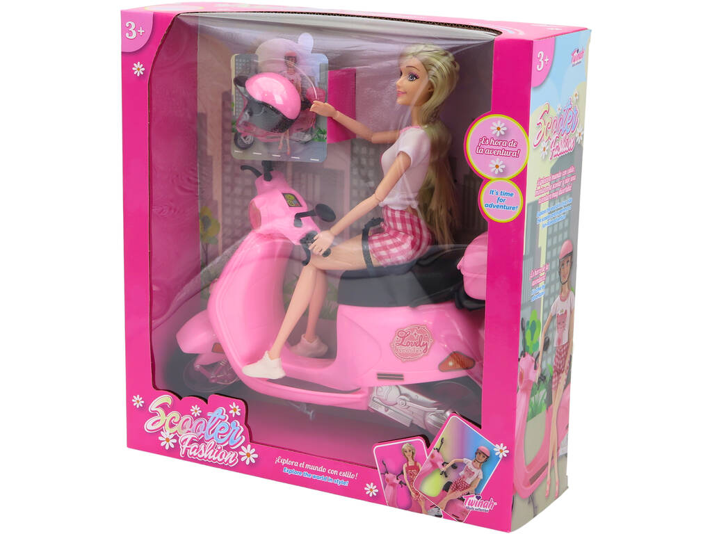 Scooter Fashion Doll avec scooter rose et casque