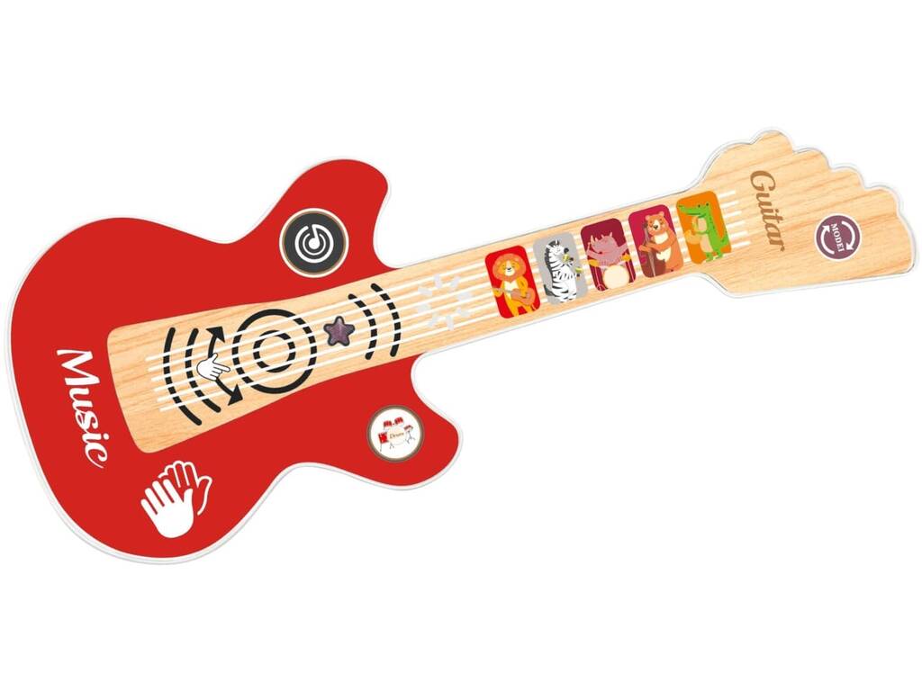 Baby Guitarra Animalitos Vermelha com Luzes