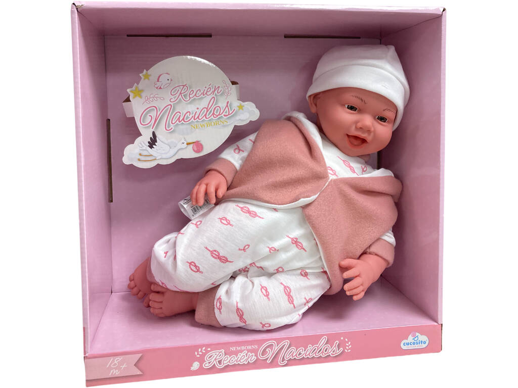 Boneca Bebé Conjunto Branco de 42 cm com Sons