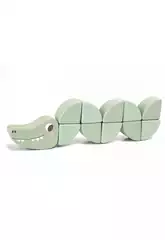 Crocodile en bois avec 11 pièces