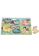 Puzzle dinosauri componibili in legno con 8 pezzi