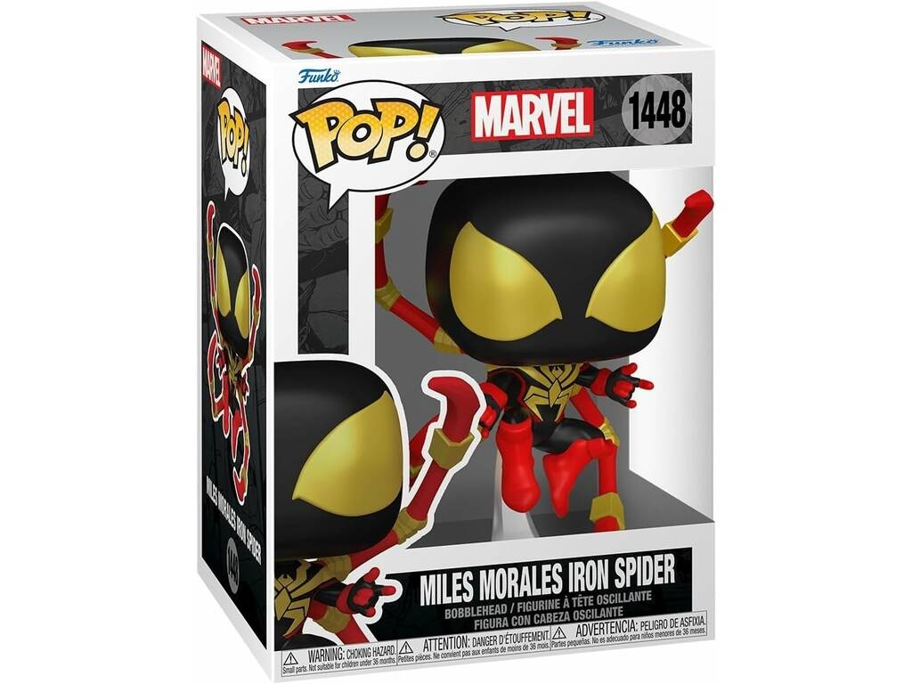 Funko Pop Marvel Figura Miles Morales Iron Spider com Cabeça Oscilante