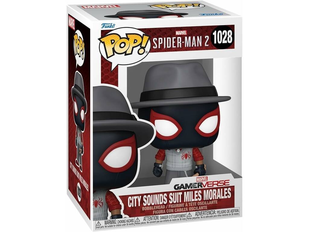 Funko Pop Marvel Spiderman 2 Figura City Sounds Suit Miles Morales con Cabeza Oscilante