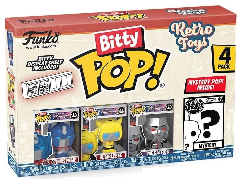 Funko Pop Bitty Retro Toys Pack 4 Mini Figuras con Optimus Prime