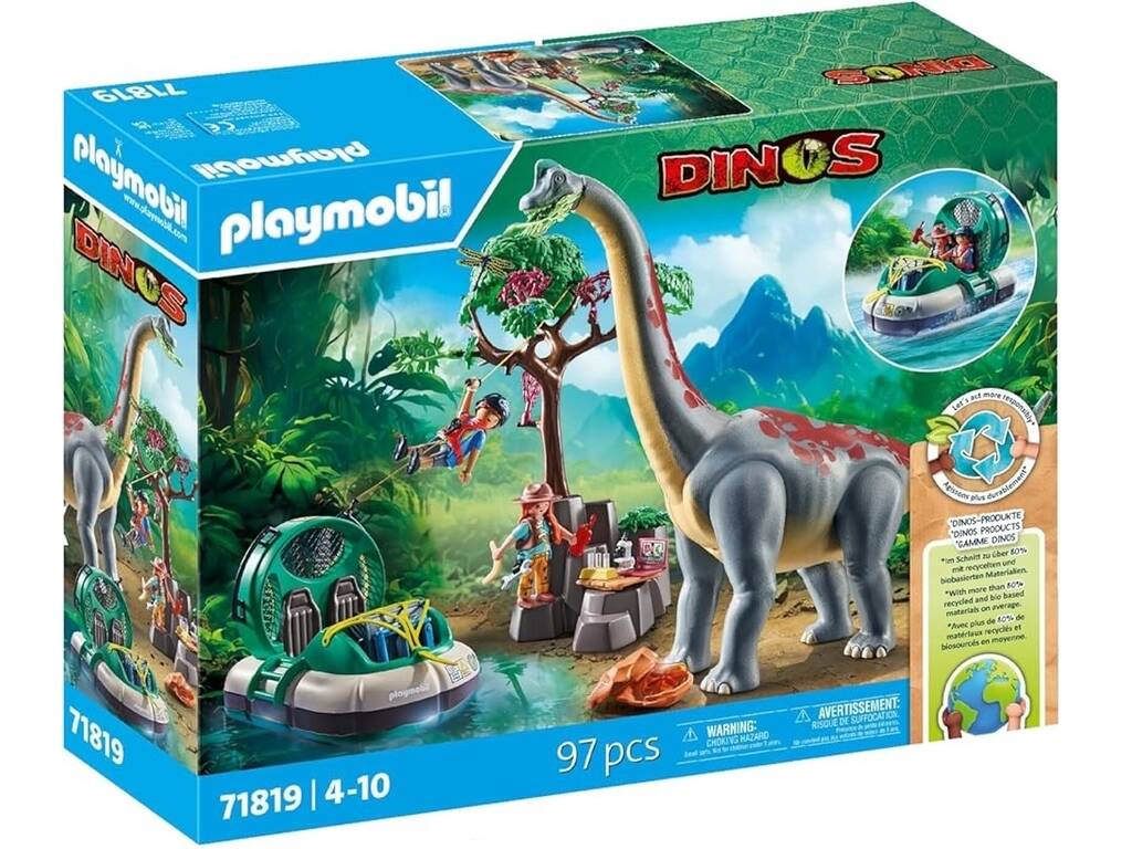 Playmobil Dinos Branquiosaurio avec aéroglisseur