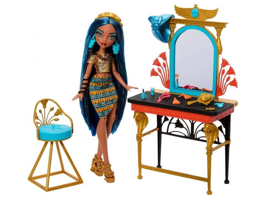 Monster High Poupée Cleo De Nile avec coiffeuse et accessoires