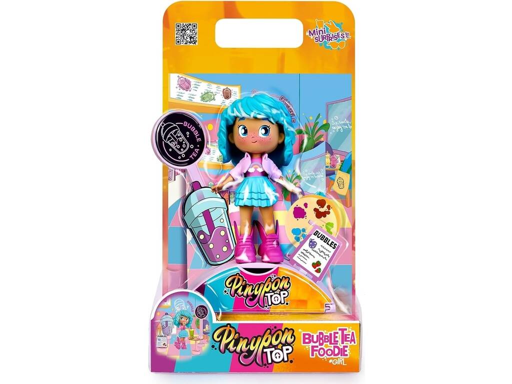 Pinypon Top Bubble Tea Foodie Girl Doll avec accessoires