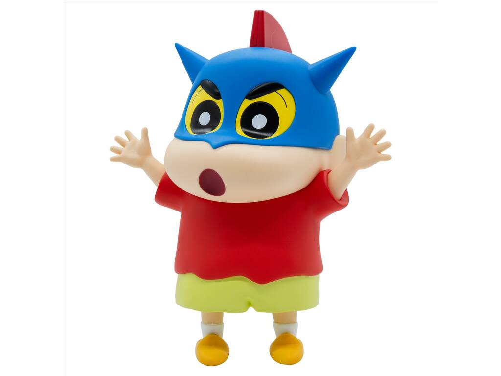 Shinchan Crayon Sofvimates Figura Shinnosuke Nohara Action Kamen Helmet de 20 cm